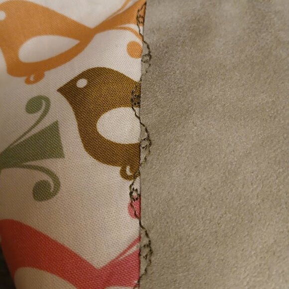 New Birds theme Top handle Shoulder Bag Purse Green Suede Mult Crescent Baguette - Picture 2 of 7